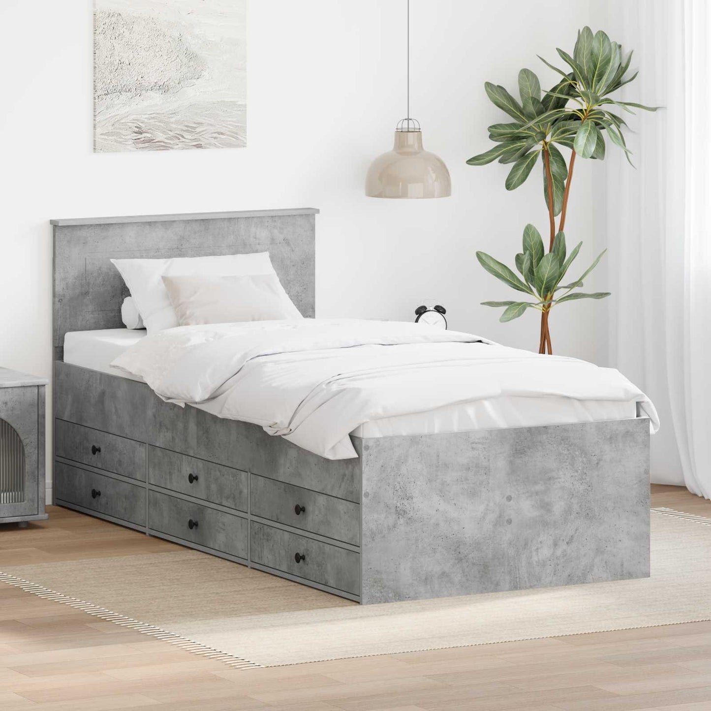 vidaXL Daybed Concrete Grey and Black 100 x 200 cm Engineered Wood 1
