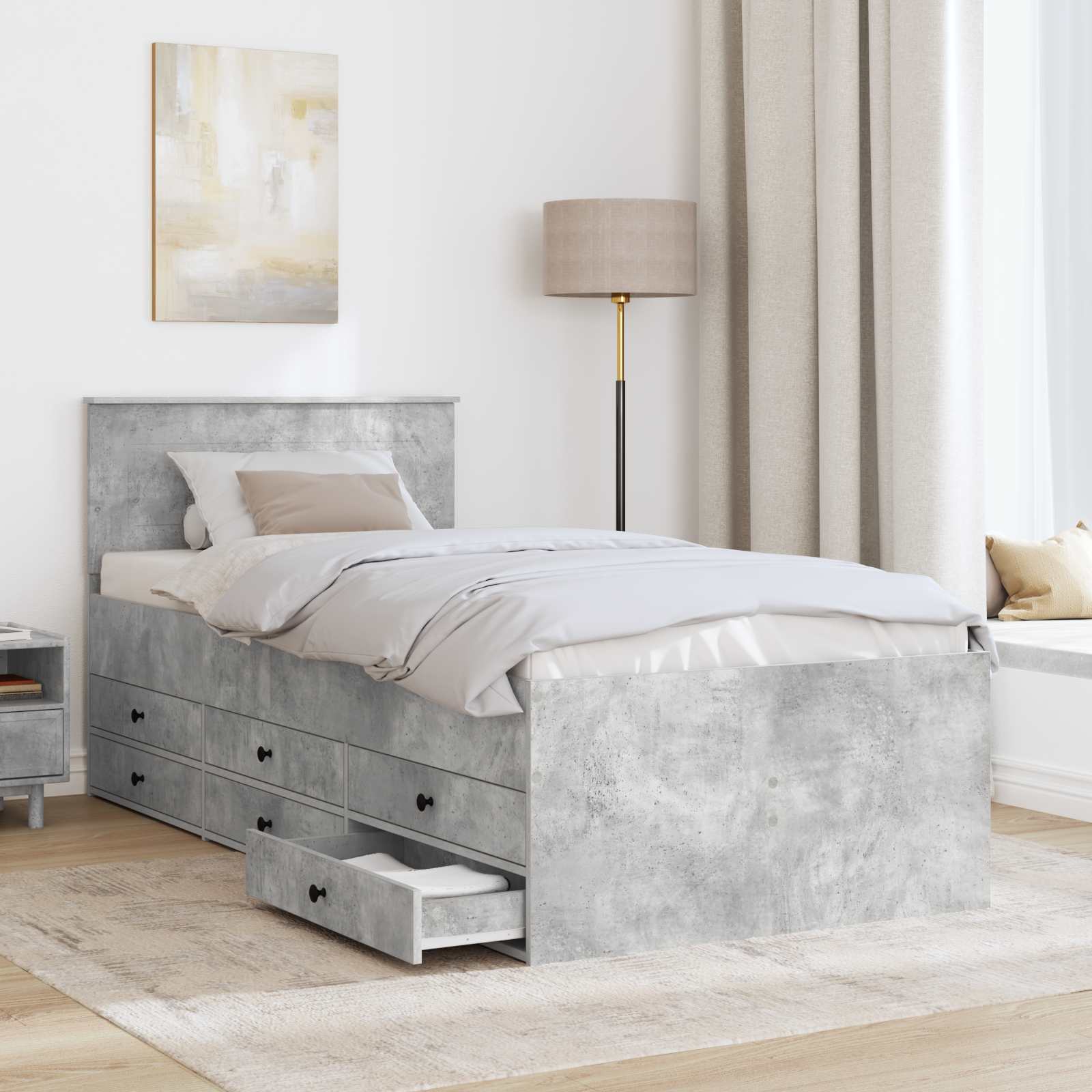 vidaXL Daybed Concrete Grey and Black 100 x 200 cm Engineered Wood 3