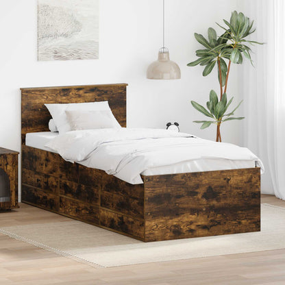vidaXL Daybed Manual Smoked Oak and Black 100 x 200 cm Engineered Wood 1