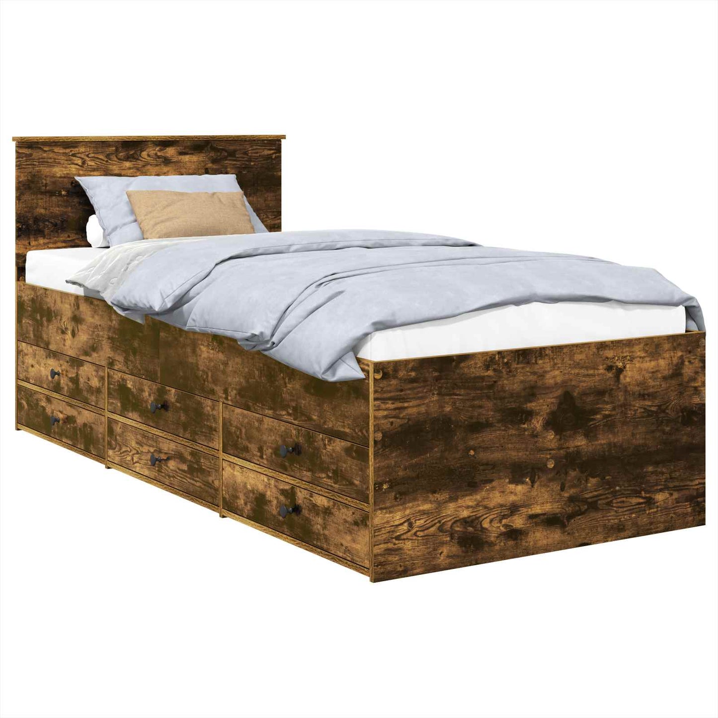 vidaXL Daybed Manual Smoked Oak and Black 100 x 200 cm Engineered Wood 2