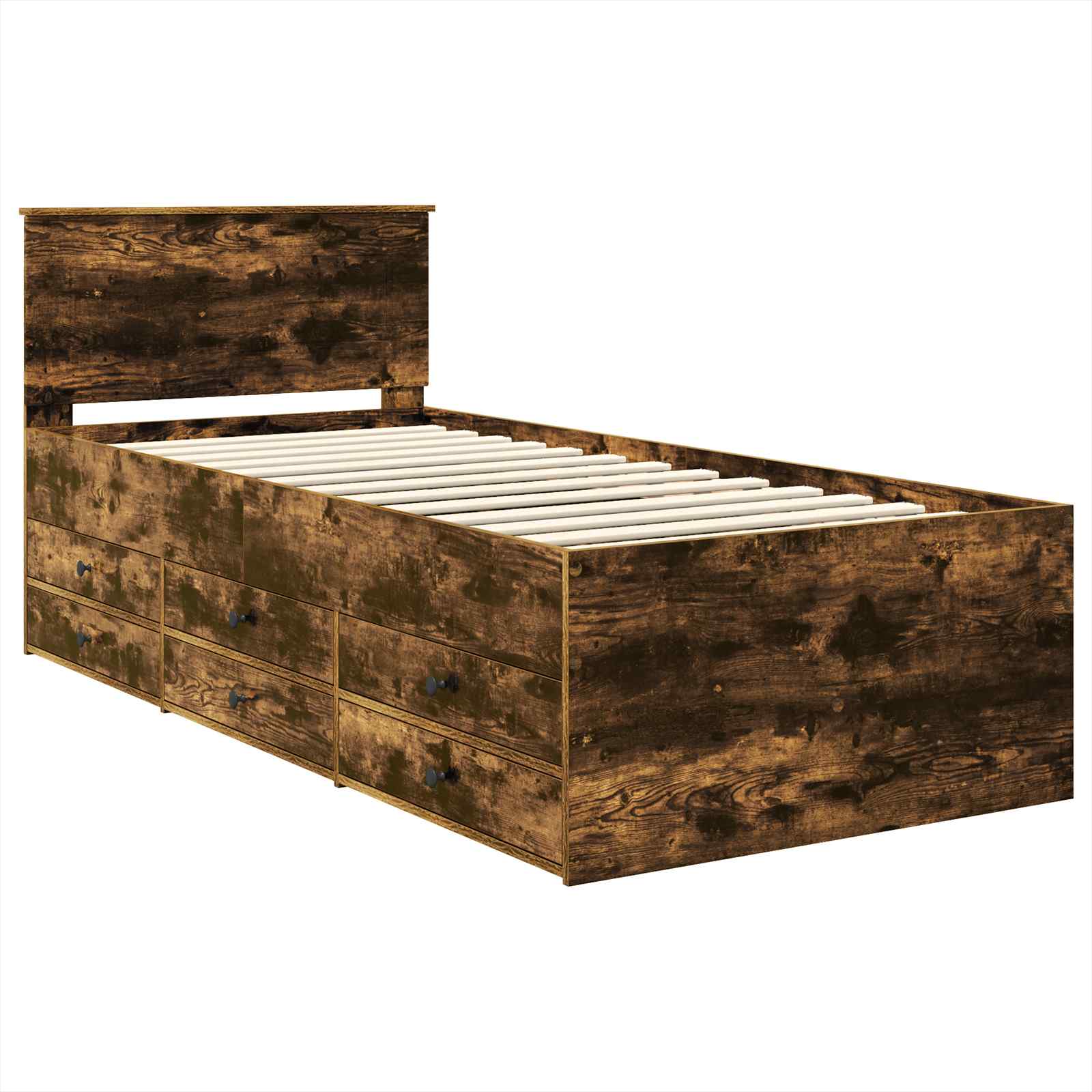 vidaXL Daybed Manual Smoked Oak and Black 100 x 200 cm Engineered Wood 4