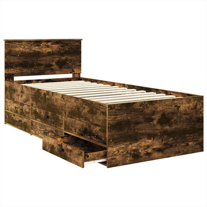 vidaXL Daybed Manual Smoked Oak and Black 100 x 200 cm Engineered Wood 5