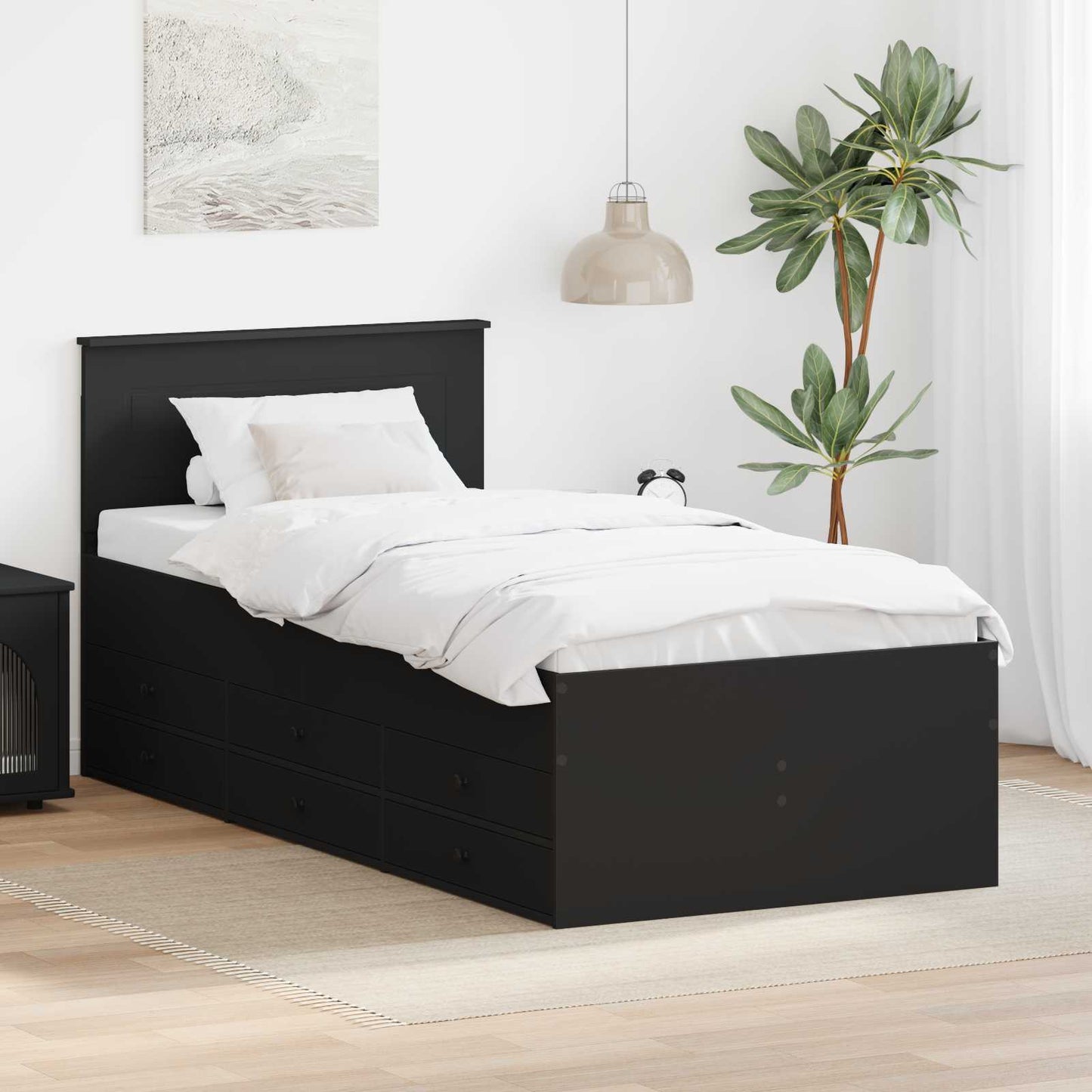 vidaXL Daybed with Drawer Manual Black 75 x 190 cm Engineered Wood 1