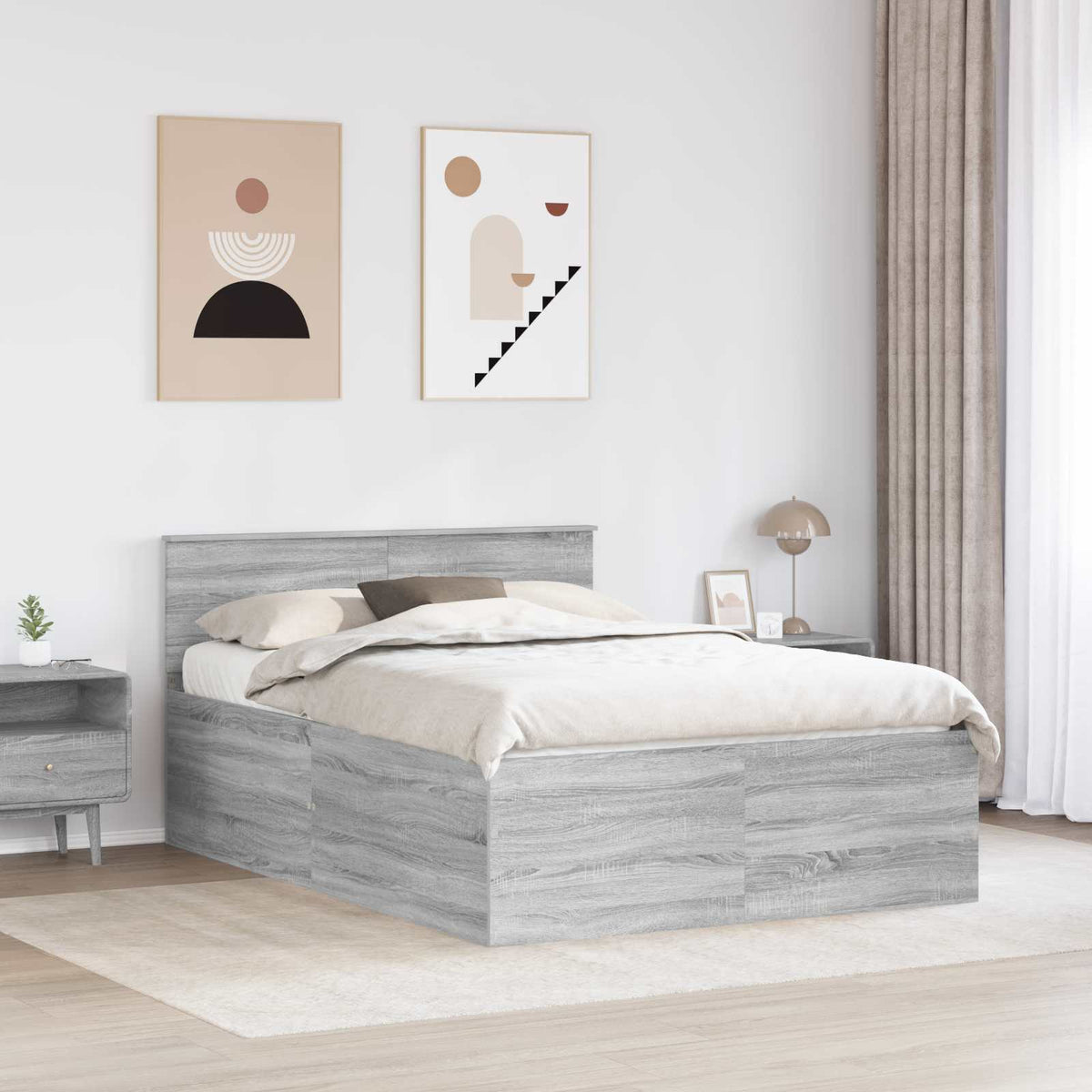 Bed Frame Engineered Wood Length 200 cm Grey Sonoma 160 cm