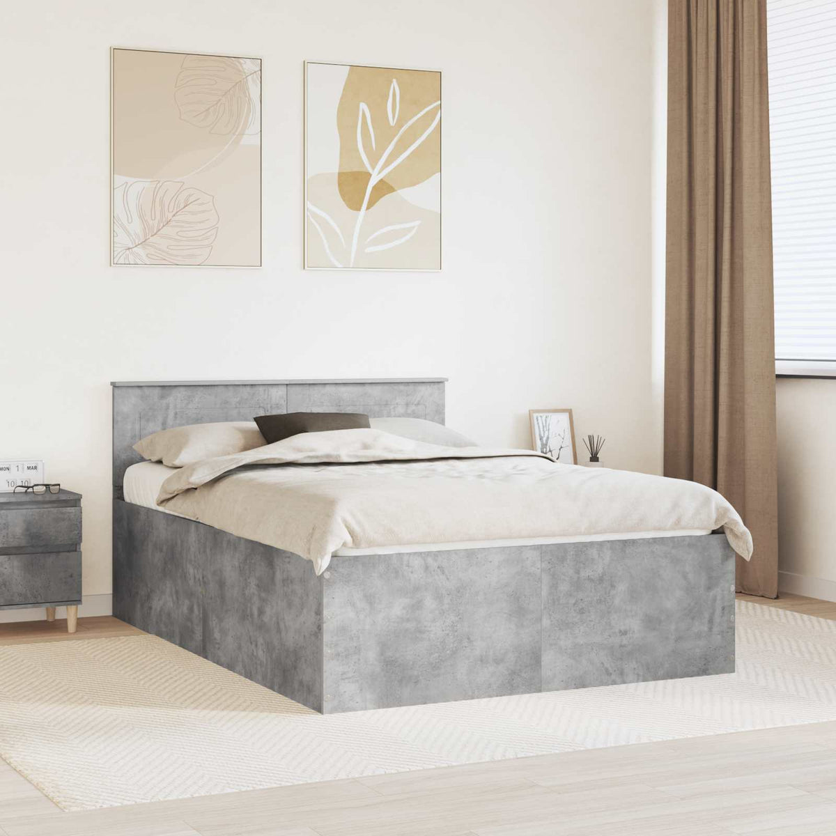 Bed Frame Engineered Wood Length 200 cm Concrete Grey 150 cm