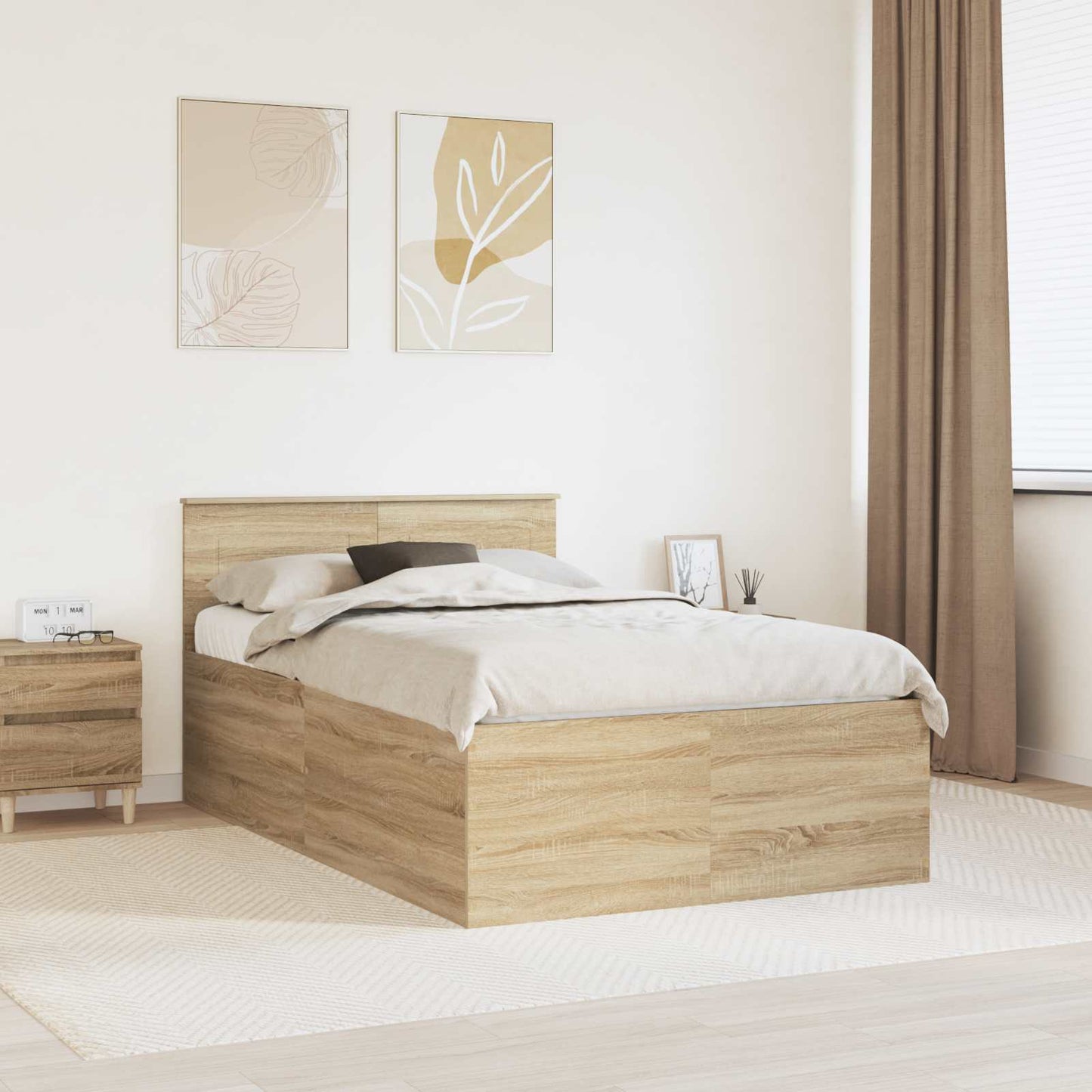 vidaXL Bed Frame Sonoma Oak 120 x 200 cm Engineered Wood 1
