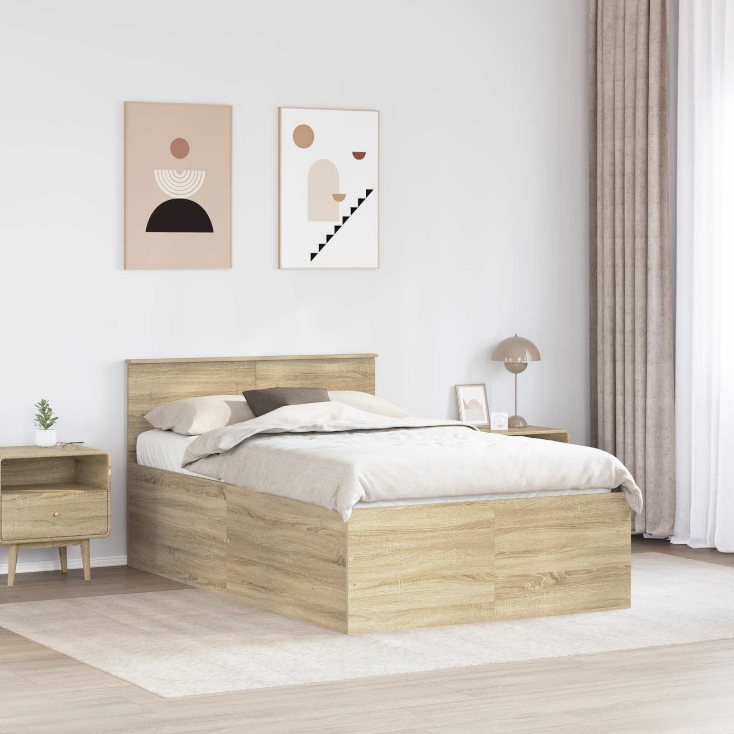 vidaXL Bed Frame Sonoma Oak 120 x 200 cm Engineered Wood 3