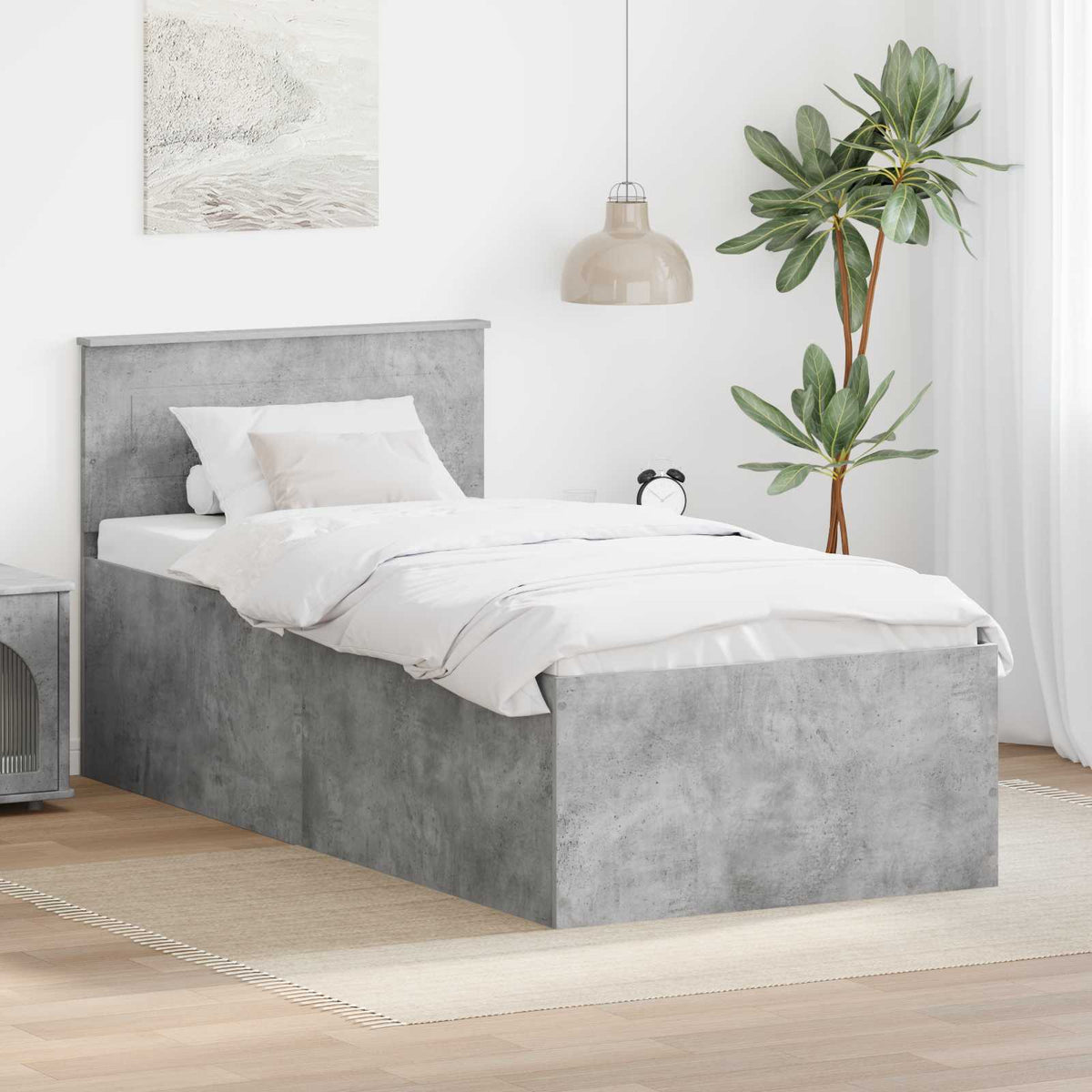 Bed Frame Engineered Wood Length 200 cm Concrete Grey 100 cm