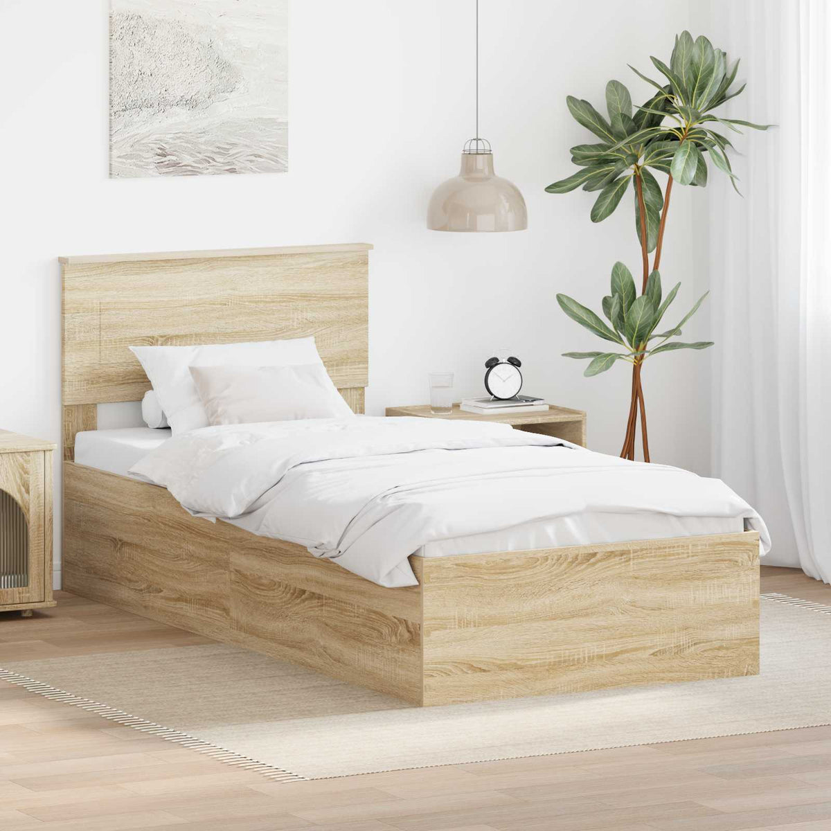 Bed Frame with Headboard Engineered Wood Length 190 cm Sonoma oak 75 cm