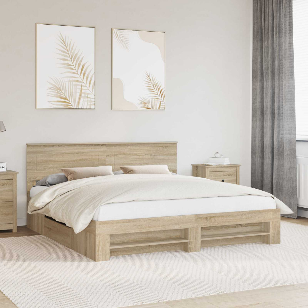 vidaXL Bed Frame Engineered Wood Length 200 cm Sonoma Oak