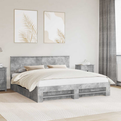 vidaXL Bed Frame Concrete Grey 200 x 200 cm Engineered Wood 1