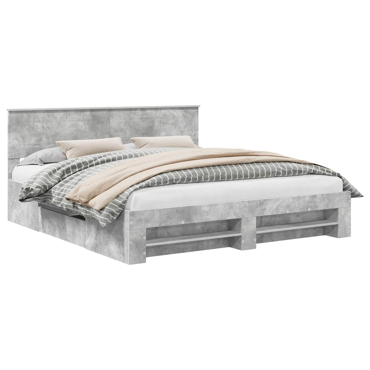 Bed Frame Engineered Wood Length 200 cm Concrete grey 200 cm