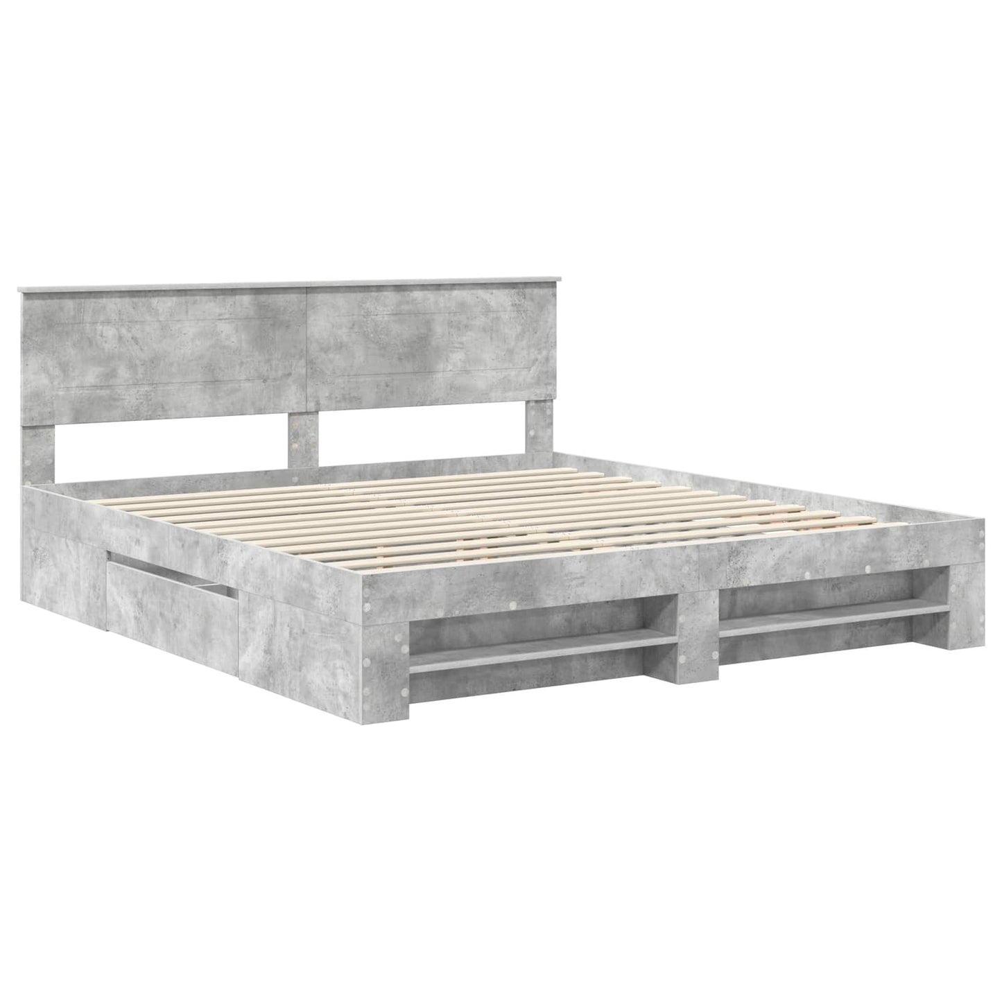 vidaXL Bed Frame Concrete Grey 200 x 200 cm Engineered Wood 4