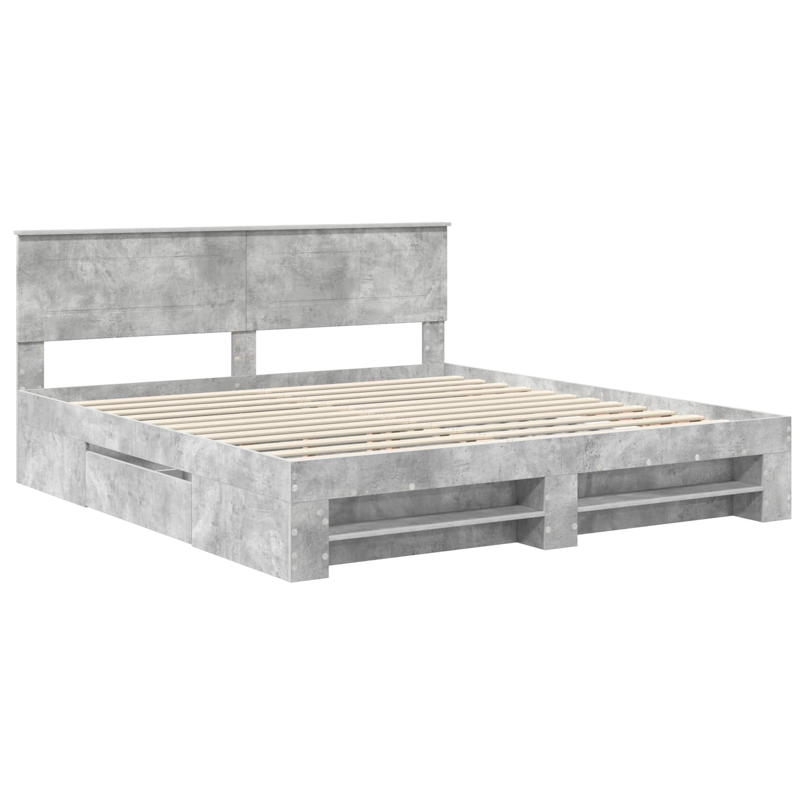 vidaXL Bed Frame Concrete Grey 200 x 200 cm Engineered Wood 4