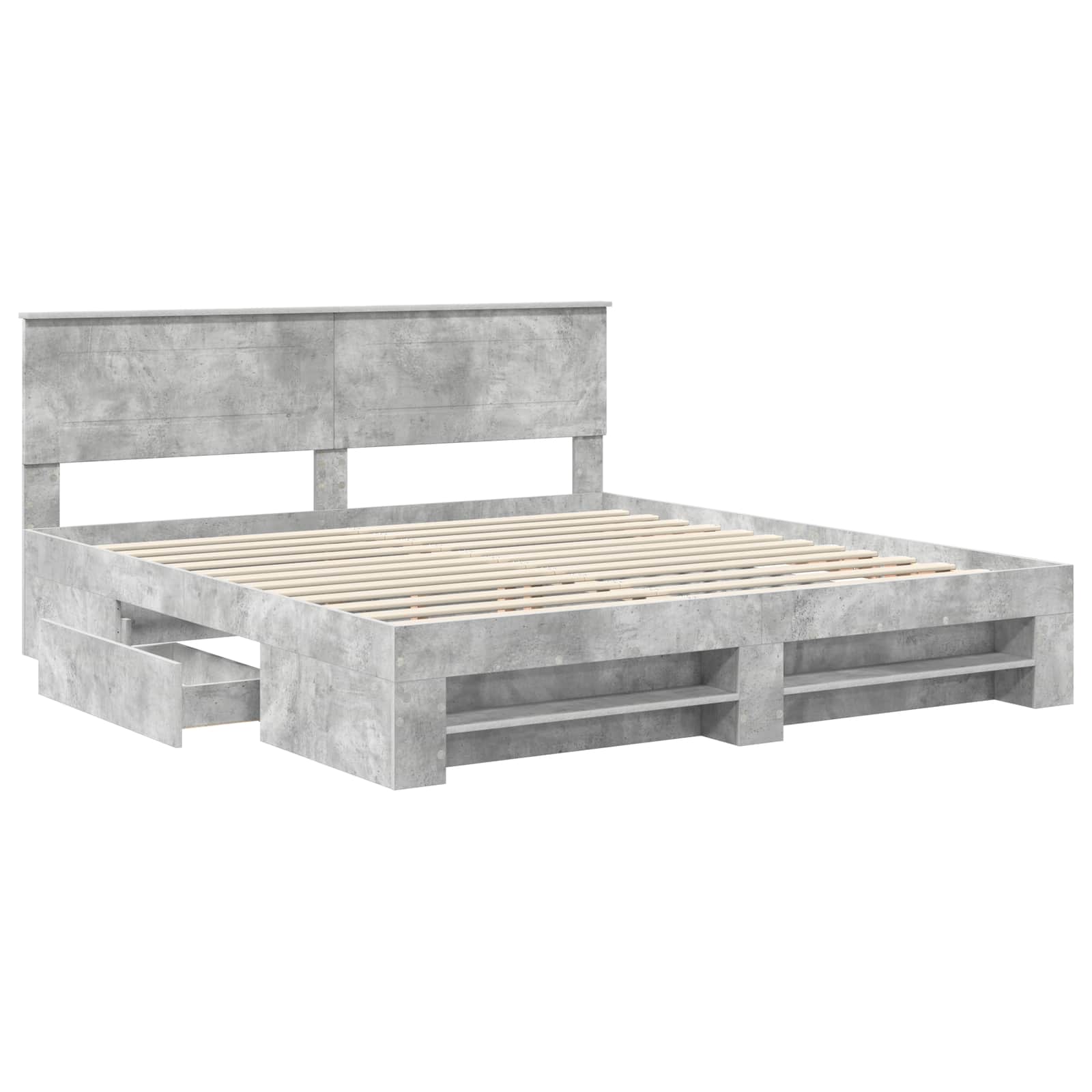 vidaXL Bed Frame Concrete Grey 200 x 200 cm Engineered Wood 5