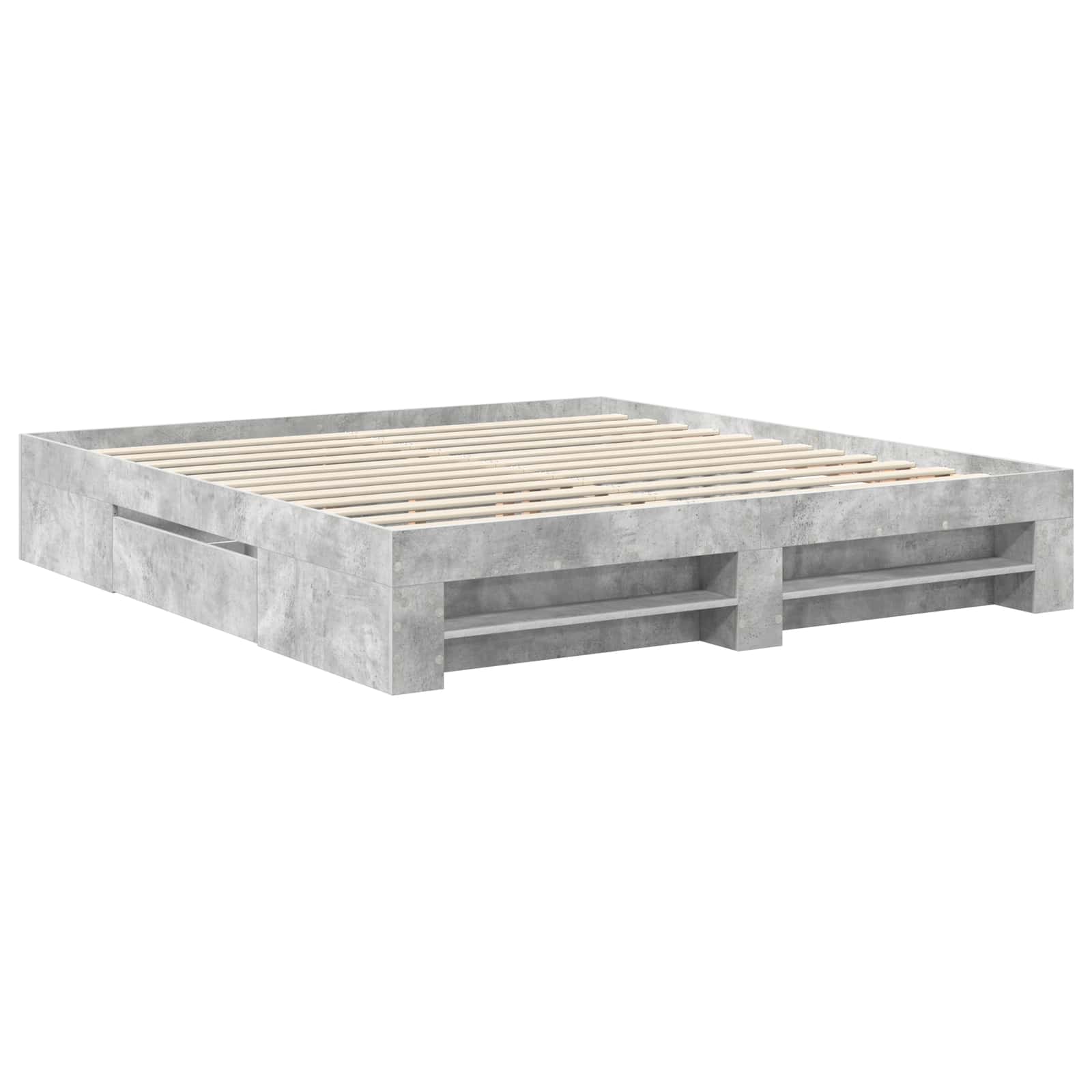 vidaXL Bed Frame Concrete Grey 200 x 200 cm Engineered Wood 6