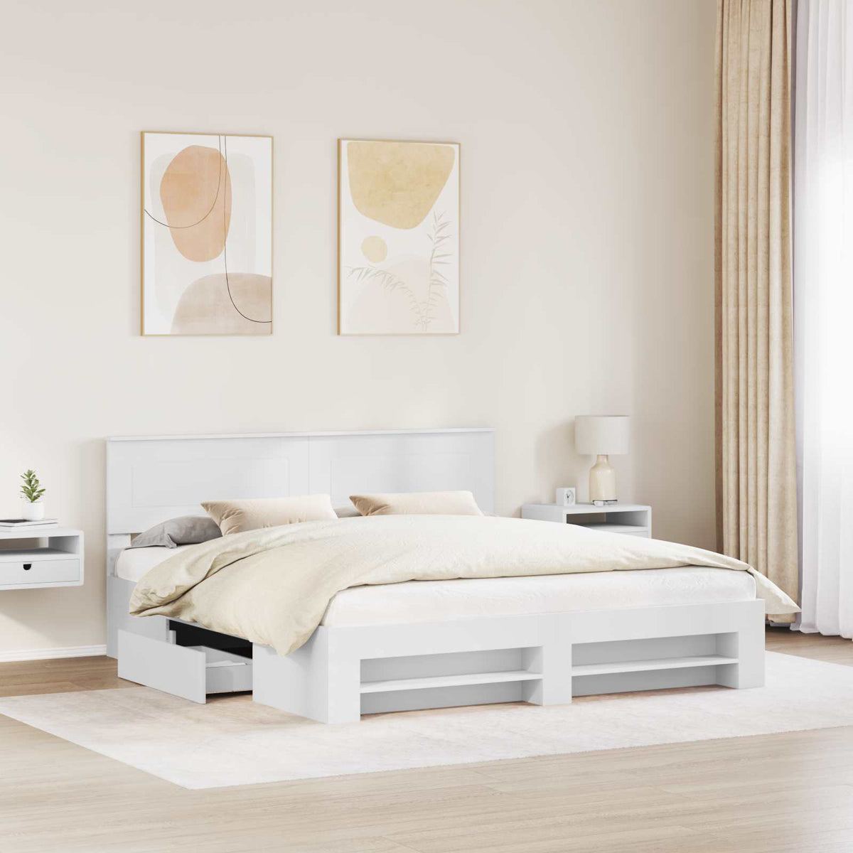 vidaXL Bed Frame with Headboard White 180 x 200 cm Engineered Wood 3
