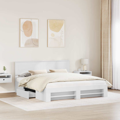 vidaXL Bed Frame with Headboard White 180 x 200 cm Engineered Wood 3