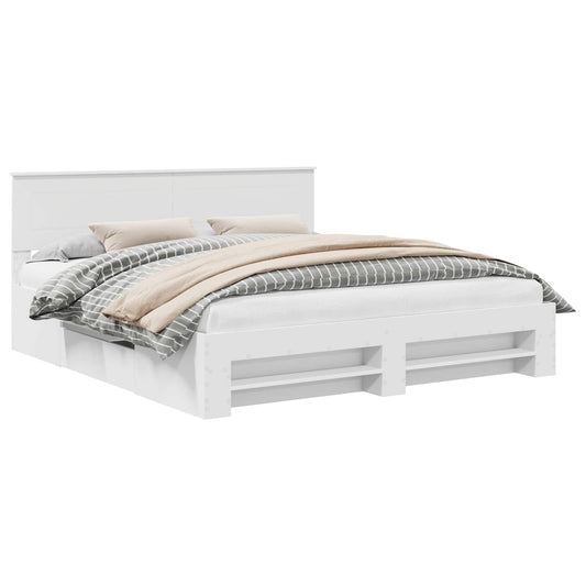 vidaXL Bed Frame with Headboard White 180 x 200 cm Engineered Wood 2