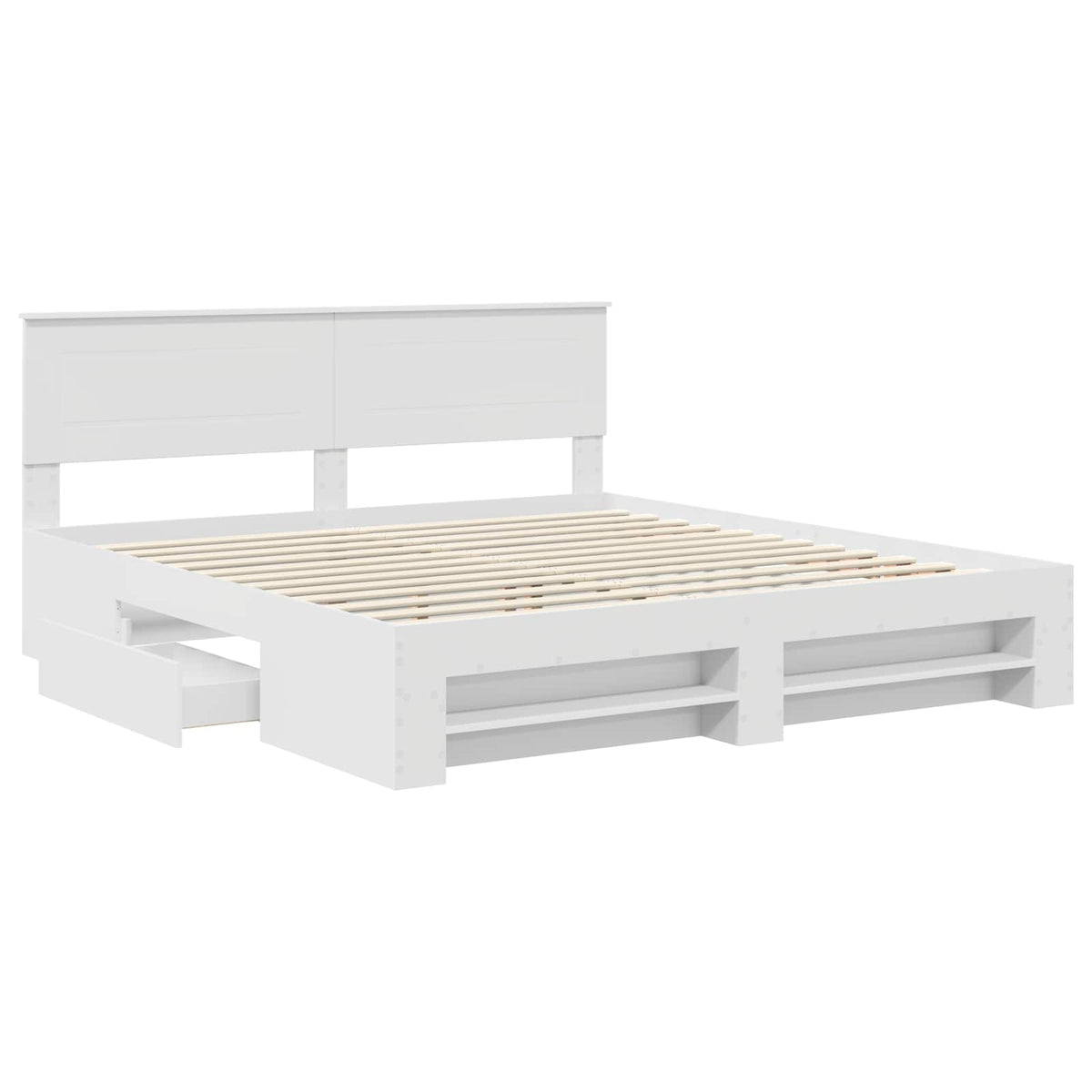 vidaXL Bed Frame with Headboard White 180 x 200 cm Engineered Wood 5