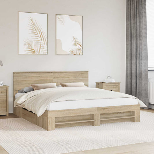 vidaXL Bed Frame Sonoma Oak 180 x 200 cm Engineered Wood 1