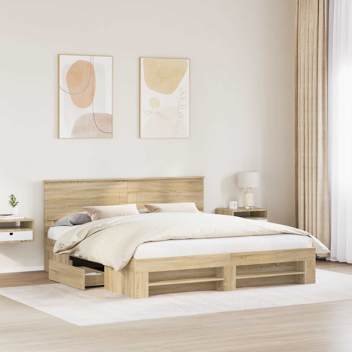 Bed Frame Engineered Wood Length 200 cm Sonoma oak 180 cm