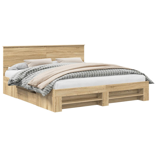 vidaXL Bed Frame Sonoma Oak 180 x 200 cm Engineered Wood 2