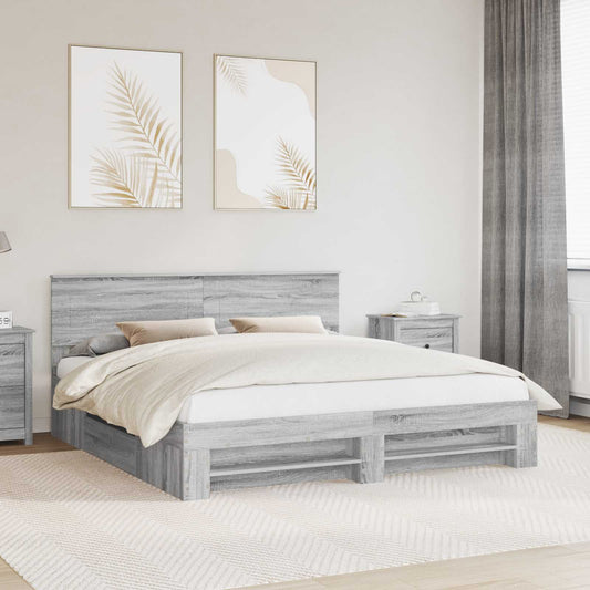 vidaXL Bed Frame Grey Sonoma 180 x 200 cm Engineered Wood 1