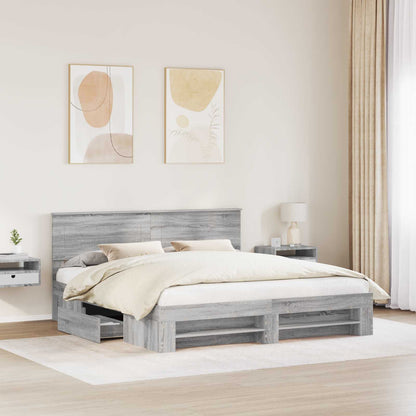Bed Frame Engineered Wood Length 200 cm Grey sonoma 180 cm