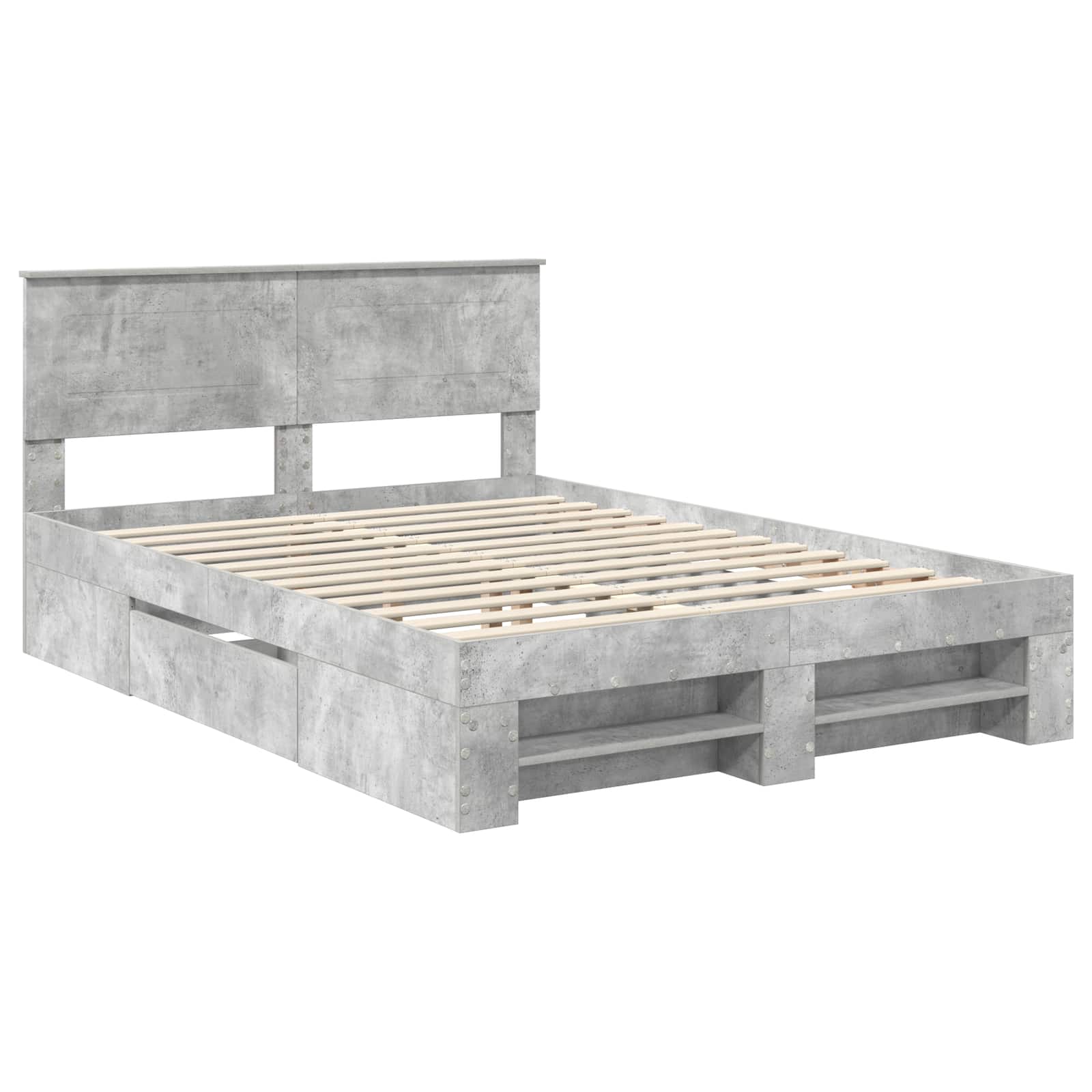 vidaXL Bed Frame Concrete Grey 160 x 200 cm Engineered Wood 4