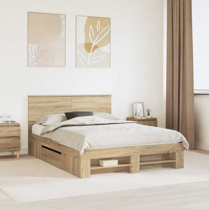 vidaXL Bed Frame Sonoma Oak 150 x 200 cm Engineered Wood 1