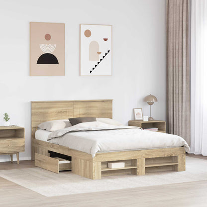 vidaXL Bed Frame Sonoma Oak 150 x 200 cm Engineered Wood 3