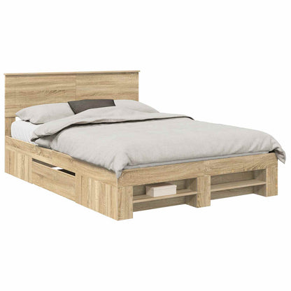 vidaXL Bed Frame Sonoma Oak 150 x 200 cm Engineered Wood 2