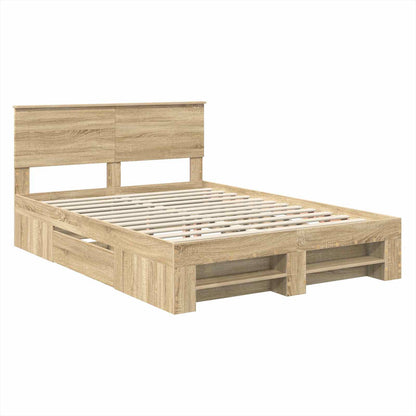 vidaXL Bed Frame Sonoma Oak 150 x 200 cm Engineered Wood 4