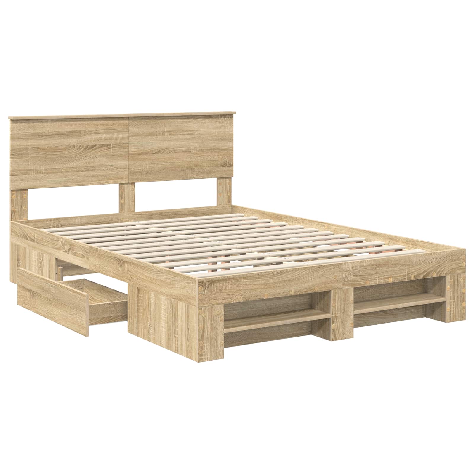 vidaXL Bed Frame Sonoma Oak 150 x 200 cm Engineered Wood 5