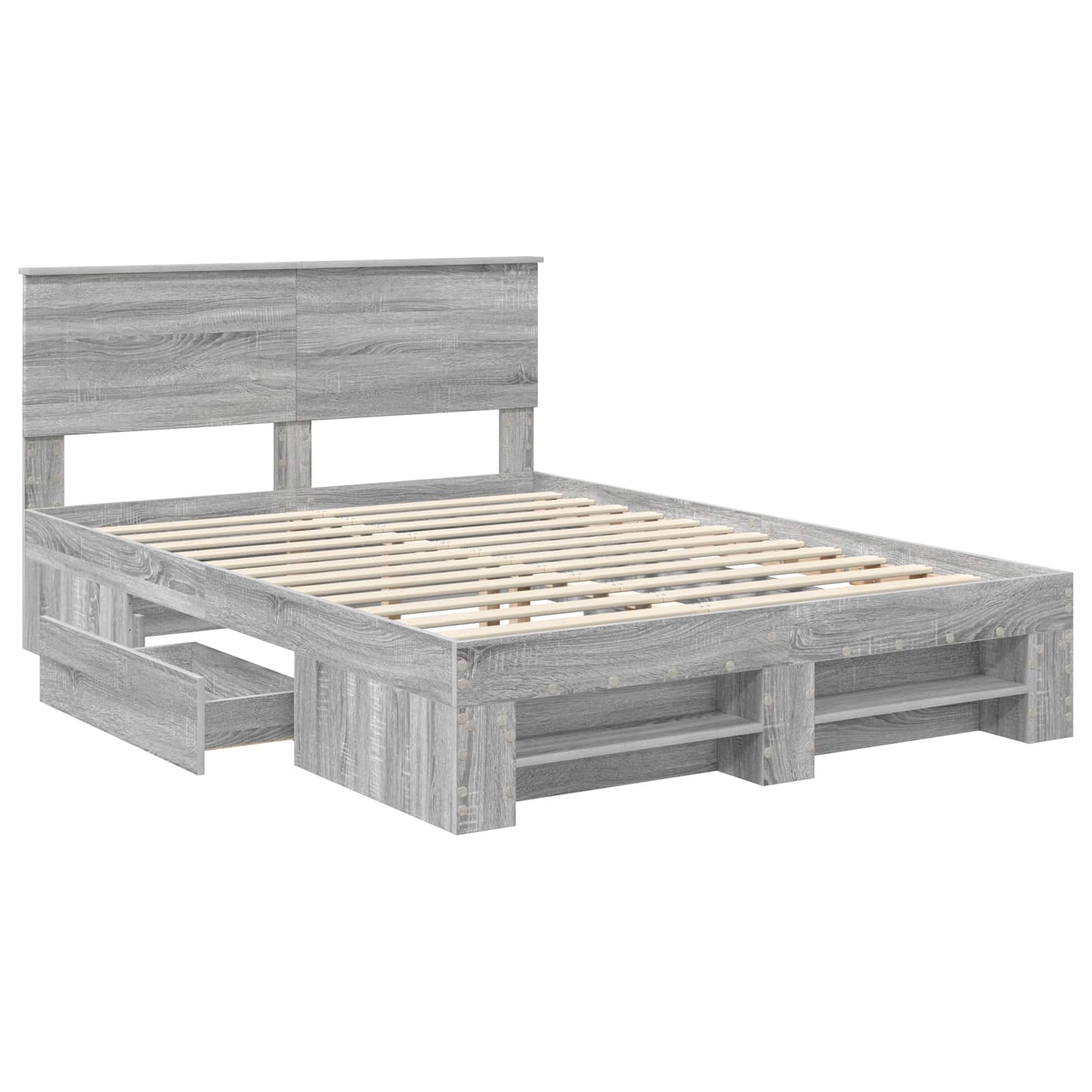 vidaXL Bed Frame Grey Sonoma 150 x 200 cm Engineered Wood 5