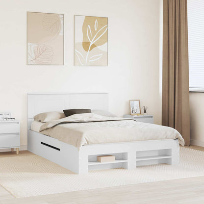vidaXL Bed Frame with Headboard White 140 x 200 cm Engineered Wood 1
