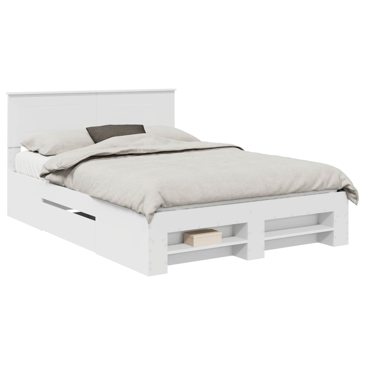 vidaXL Bed Frame with Headboard White 140 x 200 cm Engineered Wood 2