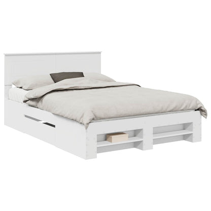 vidaXL Bed Frame with Headboard White 140 x 200 cm Engineered Wood 2