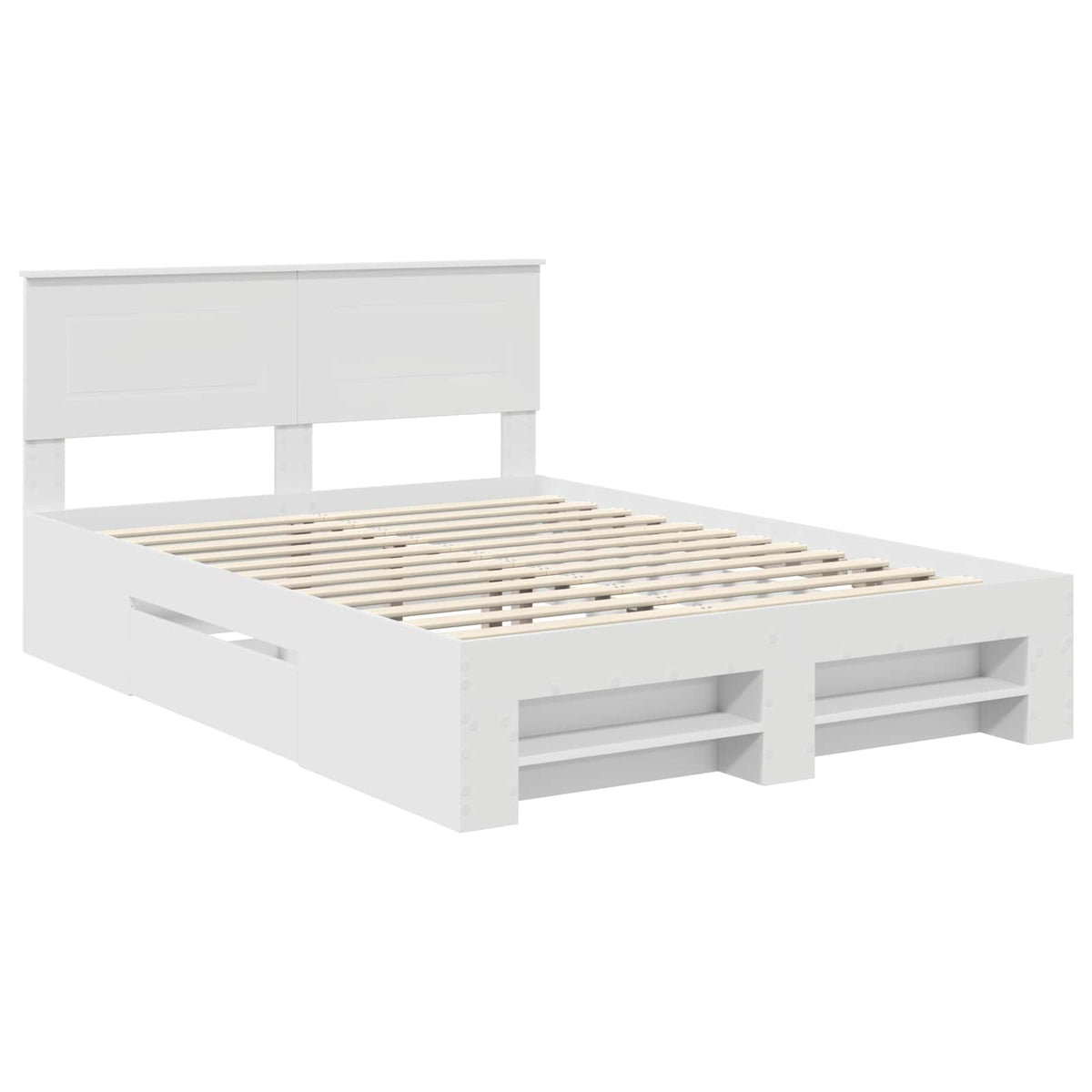 vidaXL Bed Frame with Headboard White 140 x 200 cm Engineered Wood 4