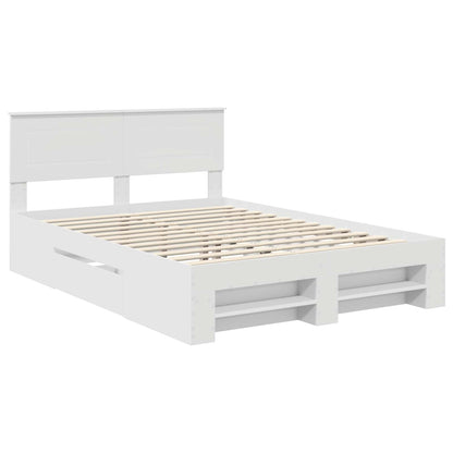 vidaXL Bed Frame with Headboard White 140 x 200 cm Engineered Wood 4