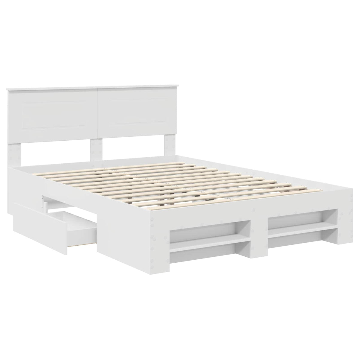 vidaXL Bed Frame with Headboard White 140 x 200 cm Engineered Wood 5