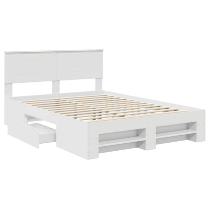 vidaXL Bed Frame with Headboard White 140 x 200 cm Engineered Wood 5