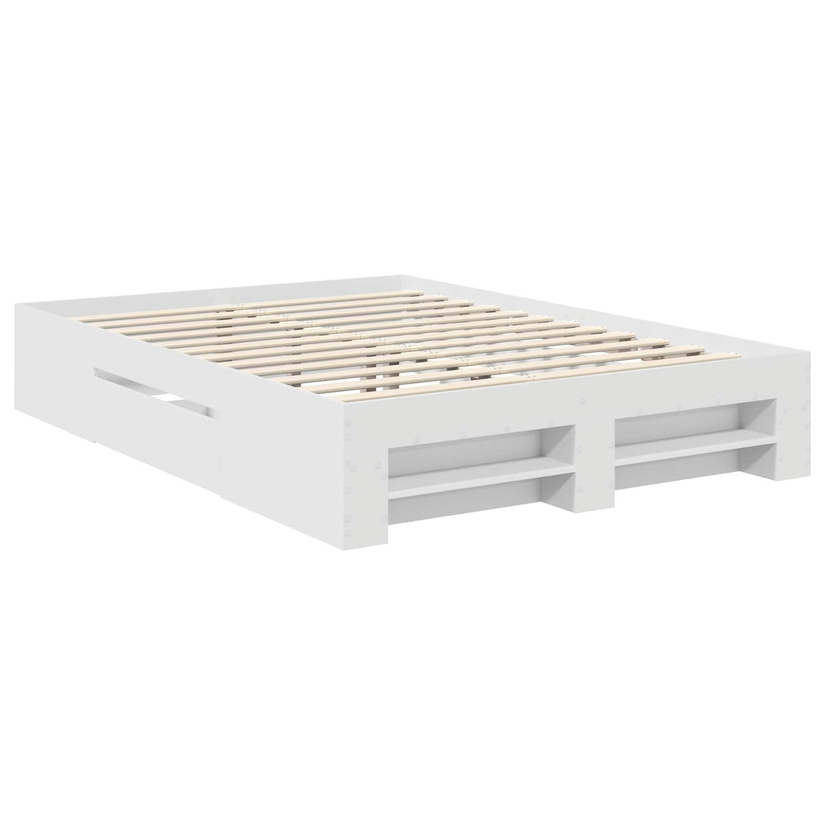 vidaXL Bed Frame with Headboard White 140 x 200 cm Engineered Wood 6