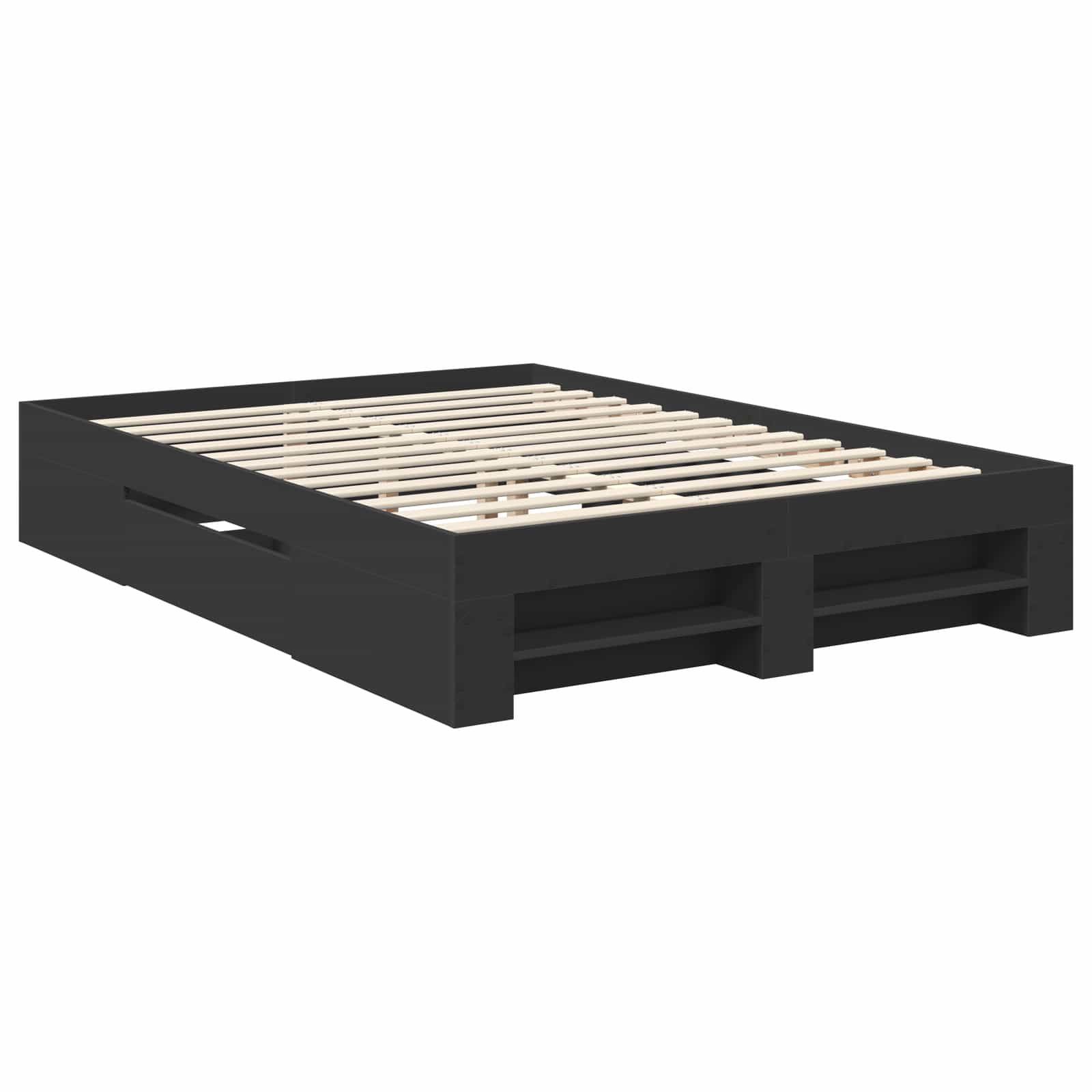 vidaXL Bed Frame with Headboard Black 140 x 200 cm Engineered Wood 5