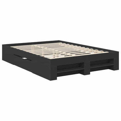 vidaXL Bed Frame with Headboard Black 140 x 200 cm Engineered Wood 5