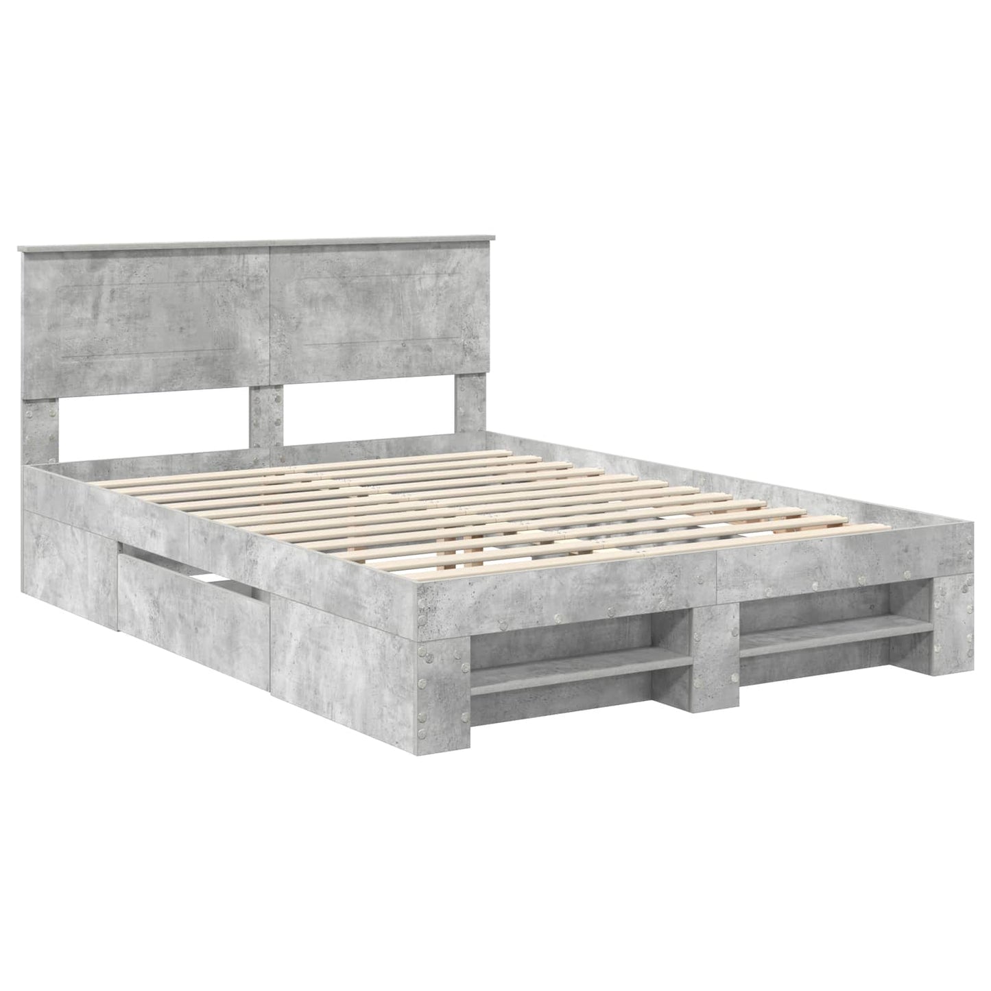 vidaXL Bed Frame Concrete Grey 140 x 200 cm Engineered Wood 4