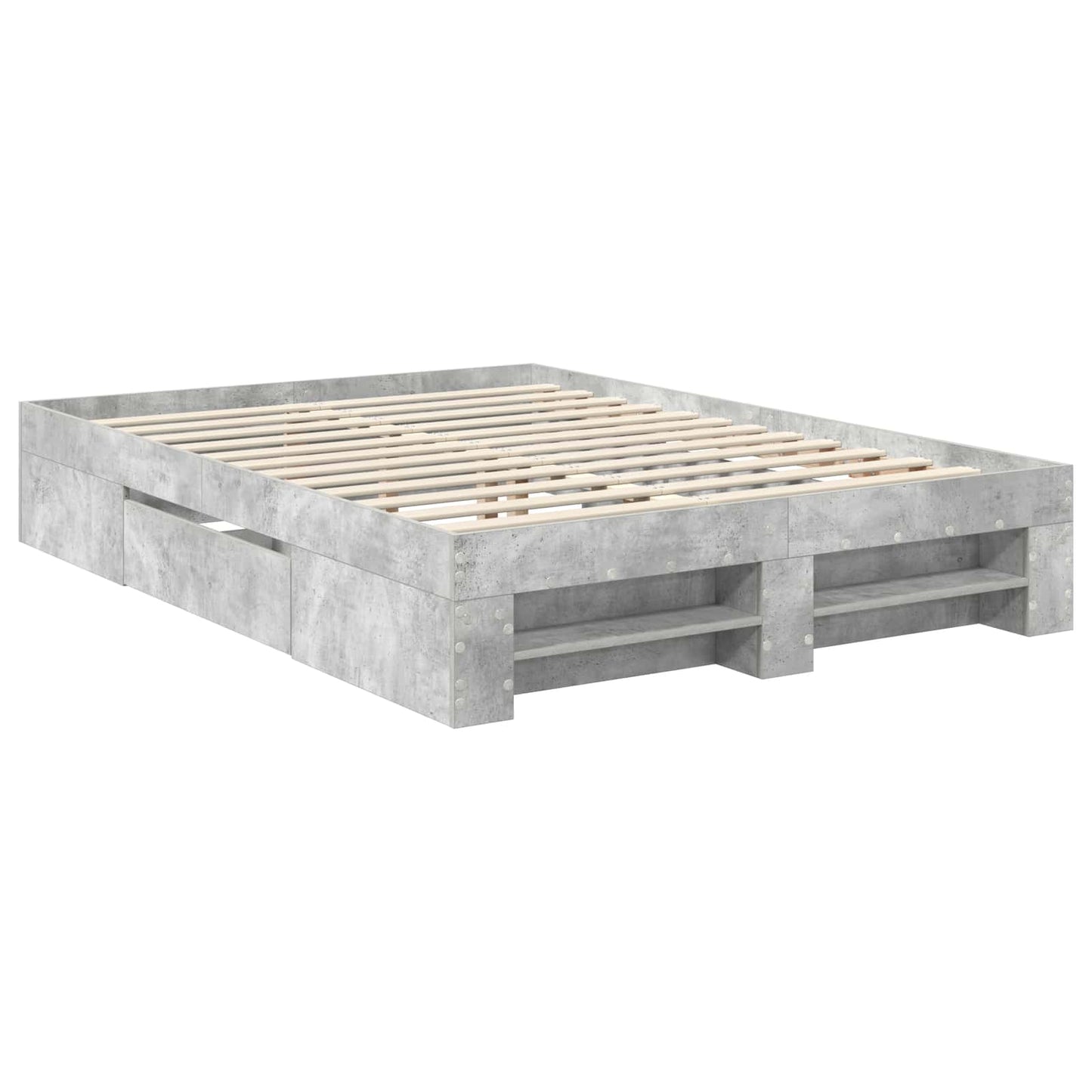 vidaXL Bed Frame Concrete Grey 140 x 200 cm Engineered Wood 6