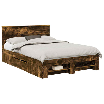 vidaXL Bed Frame Smoked Oak 140 x 200 cm Engineered Wood 2