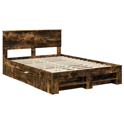 vidaXL Bed Frame Smoked Oak 140 x 200 cm Engineered Wood 4